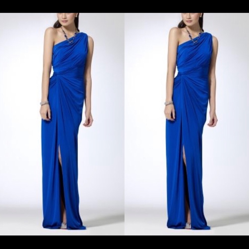 Cache One Shoulder Royal Blue Evening Dress XS